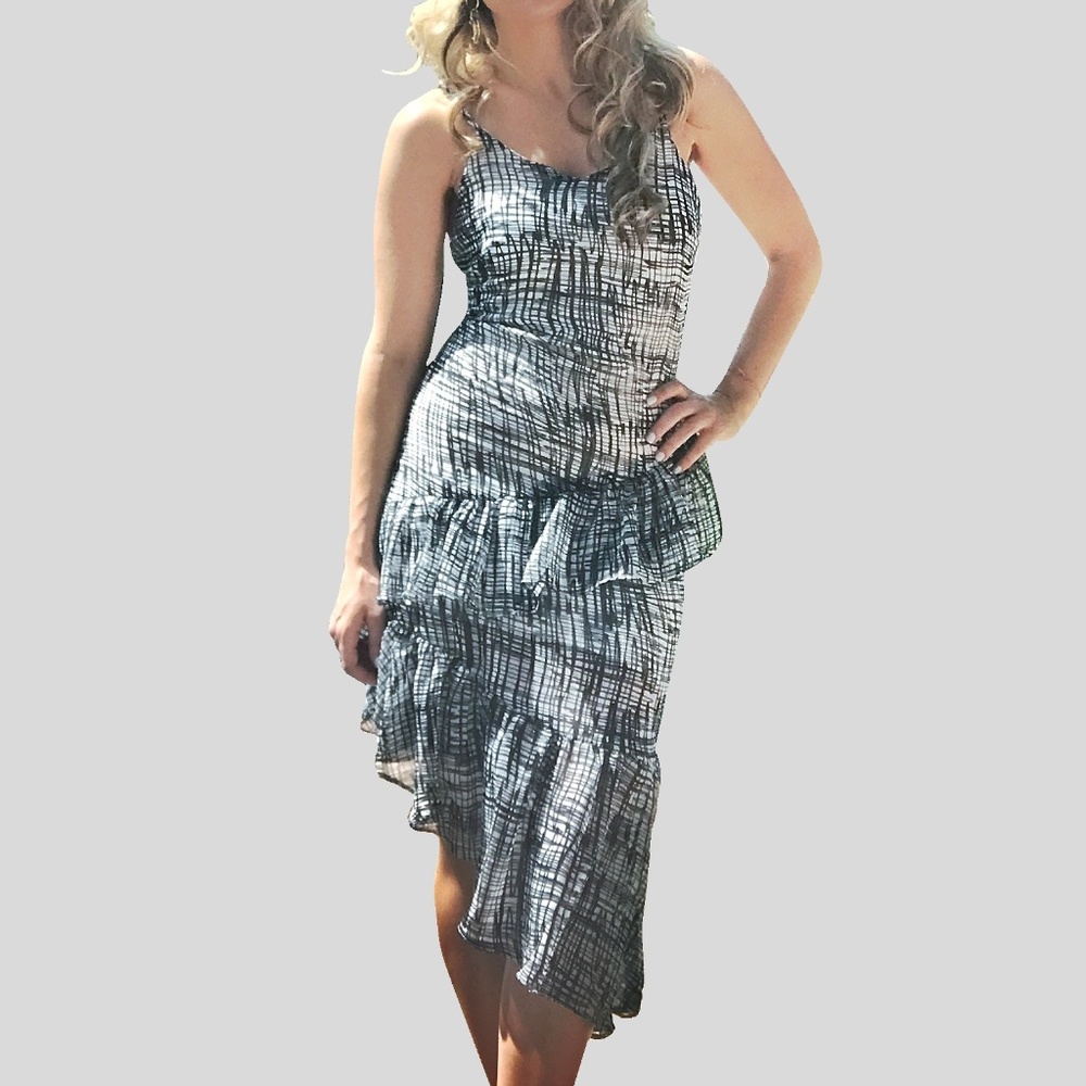 black and white ruffle dress